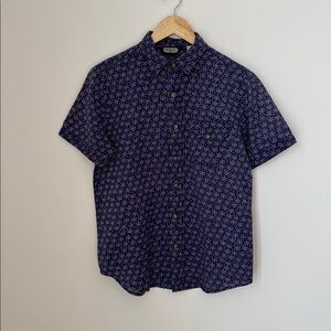 Salt Valley Short Sleeve Button Down Small 100% Cotton Navy Blue
